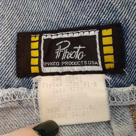 Vintage 1990s Ultra High Rise Denim Shorts Light Wash Jeans Y2K Mom Jeans - Picture 3 of 7